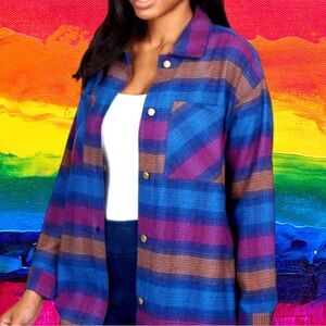 🆕Ruby Rd. Women’s plus-size Blue & Purple Plaid Button-up Shacket❤️❤️3X